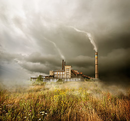 Image showing Plant and cloudy sky