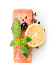 Image showing Fillet of salmon with lemon and olive