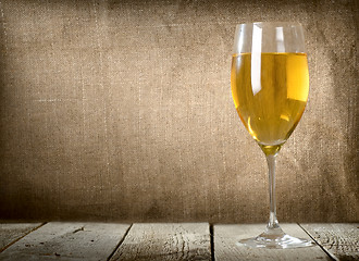 Image showing Glass of dessert white wine