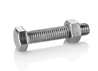 Image showing Big bolt and nut isolated