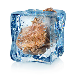 Image showing Roasted meat in ice cube