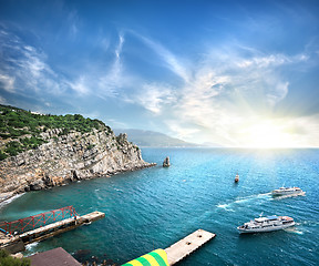 Image showing Yachts in the sea