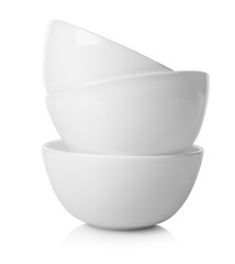 Image showing White round saucers