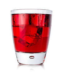 Image showing Red drink with ice cubes in a glass