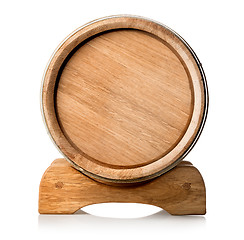 Image showing Wooden barrel on the stand