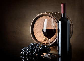 Image showing Wine and barrel