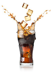 Image showing Cola with ice cubes