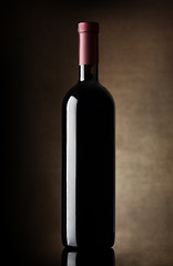 Image showing Black bottle of wine