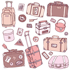 Image showing Vector Collection of vintage suitcases.