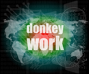 Image showing donkey work text on digital touch screen interface