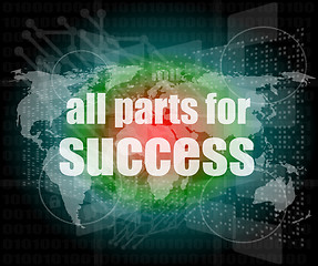 Image showing all parts for success text on digital touch screen interface