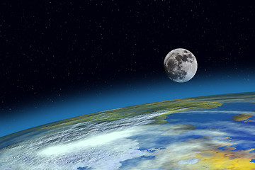 Image showing Surface Planet Earth and Moon