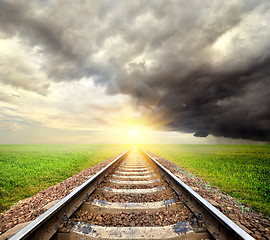 Image showing Railroad and clouds