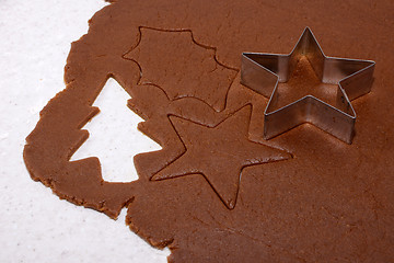 Image showing Festive shapes in gingerbread dough