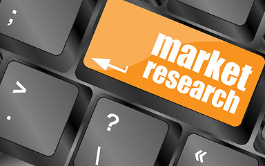 Image showing market research word button on keyboard, business concept