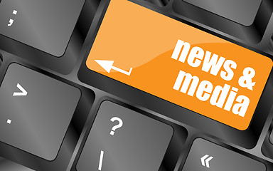 Image showing Computer keyboard with news and media key. business concept