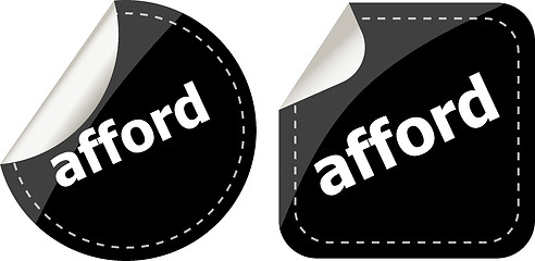 Image showing afford word stickers set, icon button