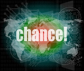 Image showing chance text on digital touch screen interface