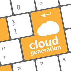 Image showing cloud generation words concept on button of the keyboard