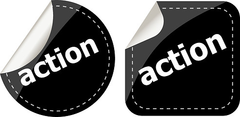 Image showing action black stickers set, icon button