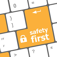 Image showing safety first, close up view on conceptual keyboard, Security key