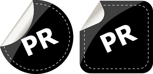 Image showing pr black stickers set, icon button