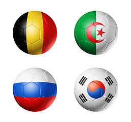 Image showing Brazil world cup 2014 group H flags on soccer balls