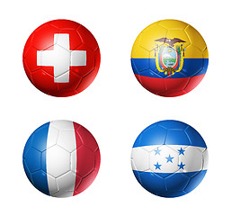 Image showing Brazil world cup 2014 group E flags on soccer balls