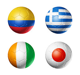 Image showing Brazil world cup 2014 group C flags on soccer balls