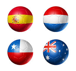 Image showing Brazil world cup 2014 group B flags on soccer balls