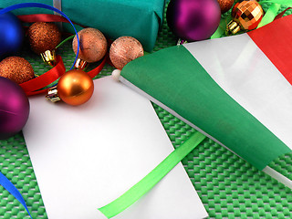 Image showing italy flag with christmas decoration, new year card