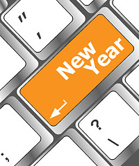 Image showing happy new year message, keyboard enter key