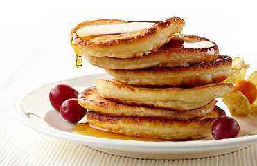 Image showing stack of pancakes on white plate