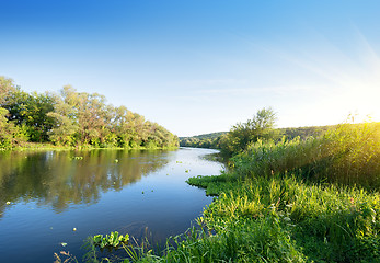 Image showing Summer river at sunset