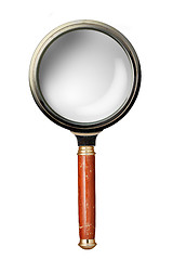 Image showing Oldstyle magnifying glass isolated on white