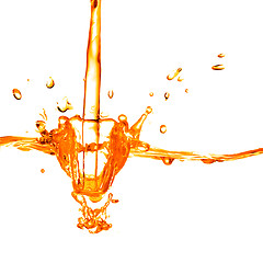 Image showing orange water splash isolated on white