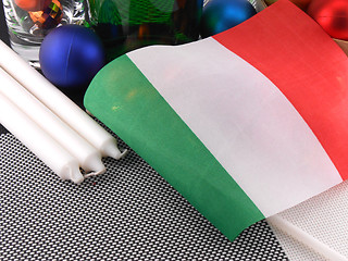 Image showing italy flag with christmas decoration, new year card