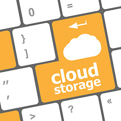 Image showing cloud storage words concept on button of the keyboard