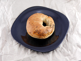 Image showing Home bakery, cake on black plate