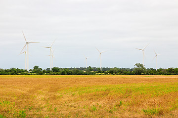 Image showing Wind turbines in the countryside