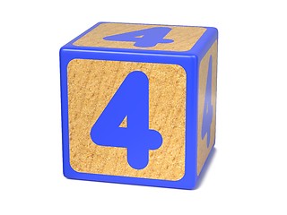 Image showing Number 4 - Childrens Alphabet Block.