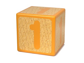 Image showing Number 1 - Childrens Alphabet Block.