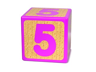 Image showing Number 5 - Childrens Alphabet Block.