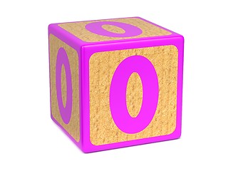 Image showing Number 0 - Childrens Alphabet Block.