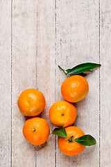 Image showing five tangerines with leaves