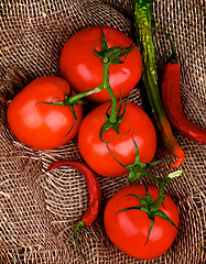 Image showing Tomatoes and Chili Peppers
