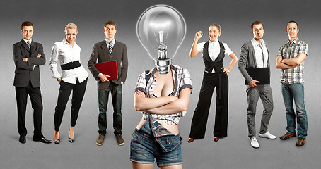 Image showing Business Team With Lamp Head