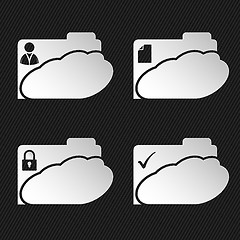 Image showing Cloud network folder icons on black