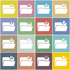 Image showing Flat folder icon set with color background