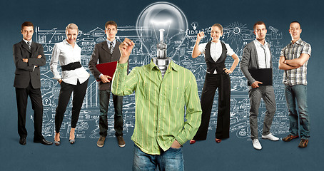 Image showing Business Team With Lamp Head